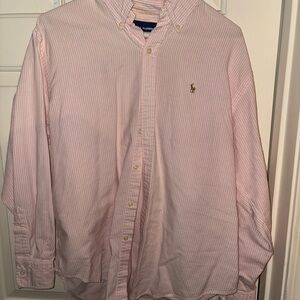 Ralph Lauren Men's Pink Striped Button Down Shirt
